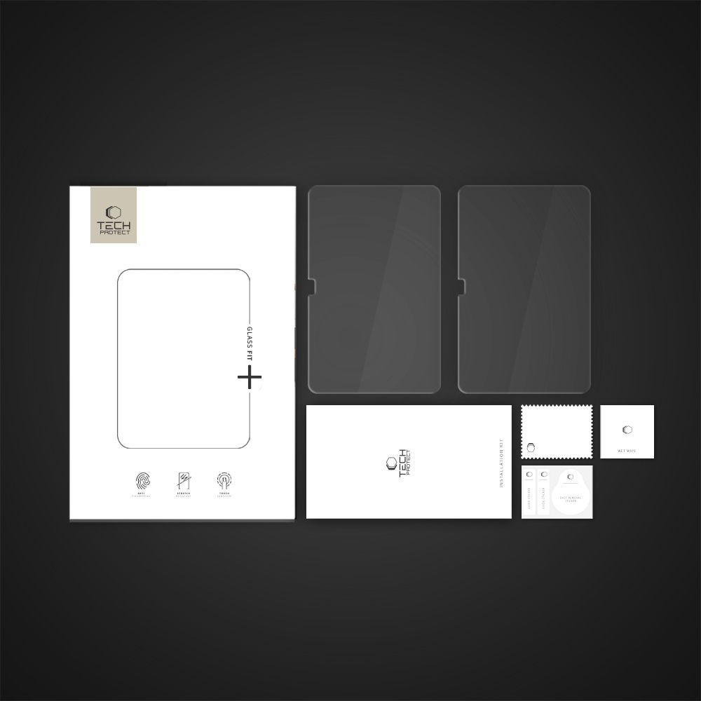 Ochranná fólie na displej Tech-Protect FIT+ pro Samsung Galaxy Tab S10 FE+, Tvrzené sklo, Full Glue, Sada 2 kusy, 2.5D