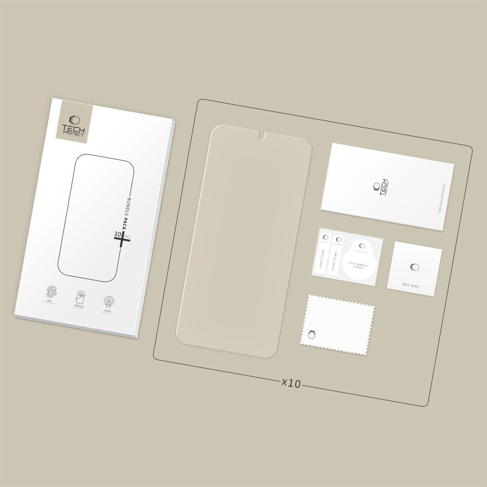 Ochranná fólie na displej Tech-Protect pro Samsung Galaxy S26 S942, Tvrzené sklo, Full Glue, Sada 10 kusů