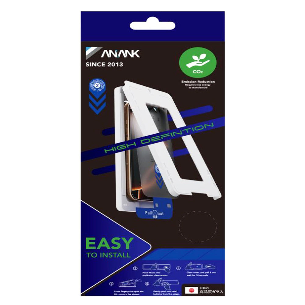 Ochranná fólie na displej Anank 2X Reinforced pro Apple iPhone 16 Pro, tvrzené sklo, plné lepidlo, 2.5D, černá