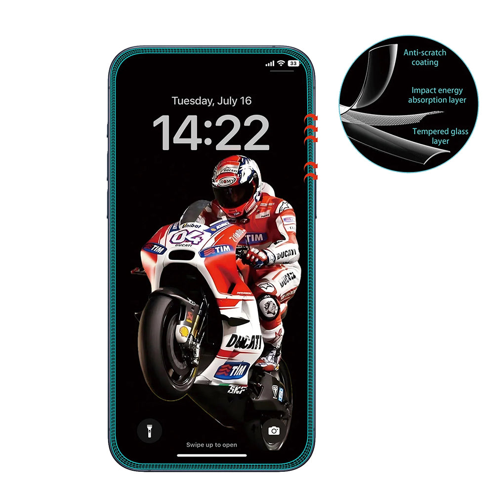 Ochranná fólie na displej Anank 3X Reinforced pro Apple iPhone 15 Pro Max, tvrzené sklo, plné lepidlo, 3D, černá