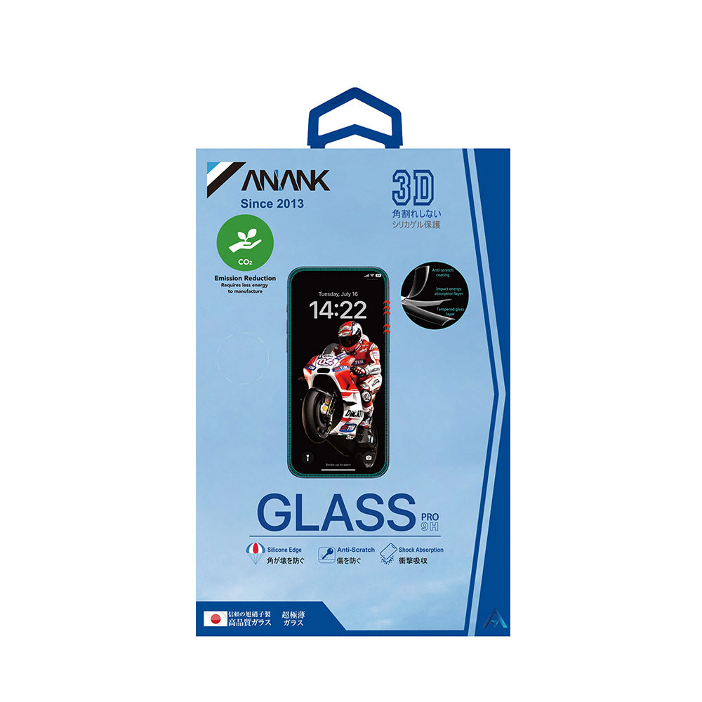 Ochranná fólie na displej Anank 3X Reinforced pro Apple iPhone 15 Pro Max, tvrzené sklo, plné lepidlo, 3D, černá