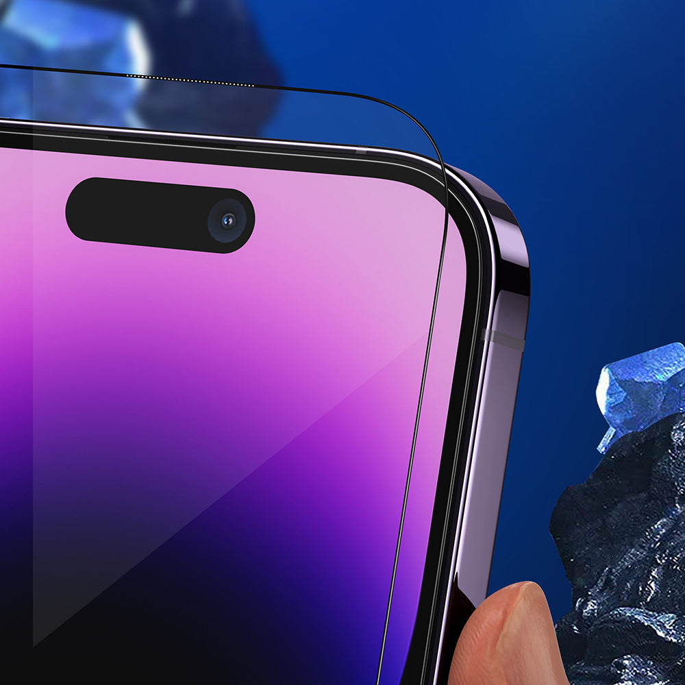Ochranná fólie na displej Blueo Anti-Broken pro Apple iPhone 15 Pro Max, tvrzené sklo, plné lepidlo, černá