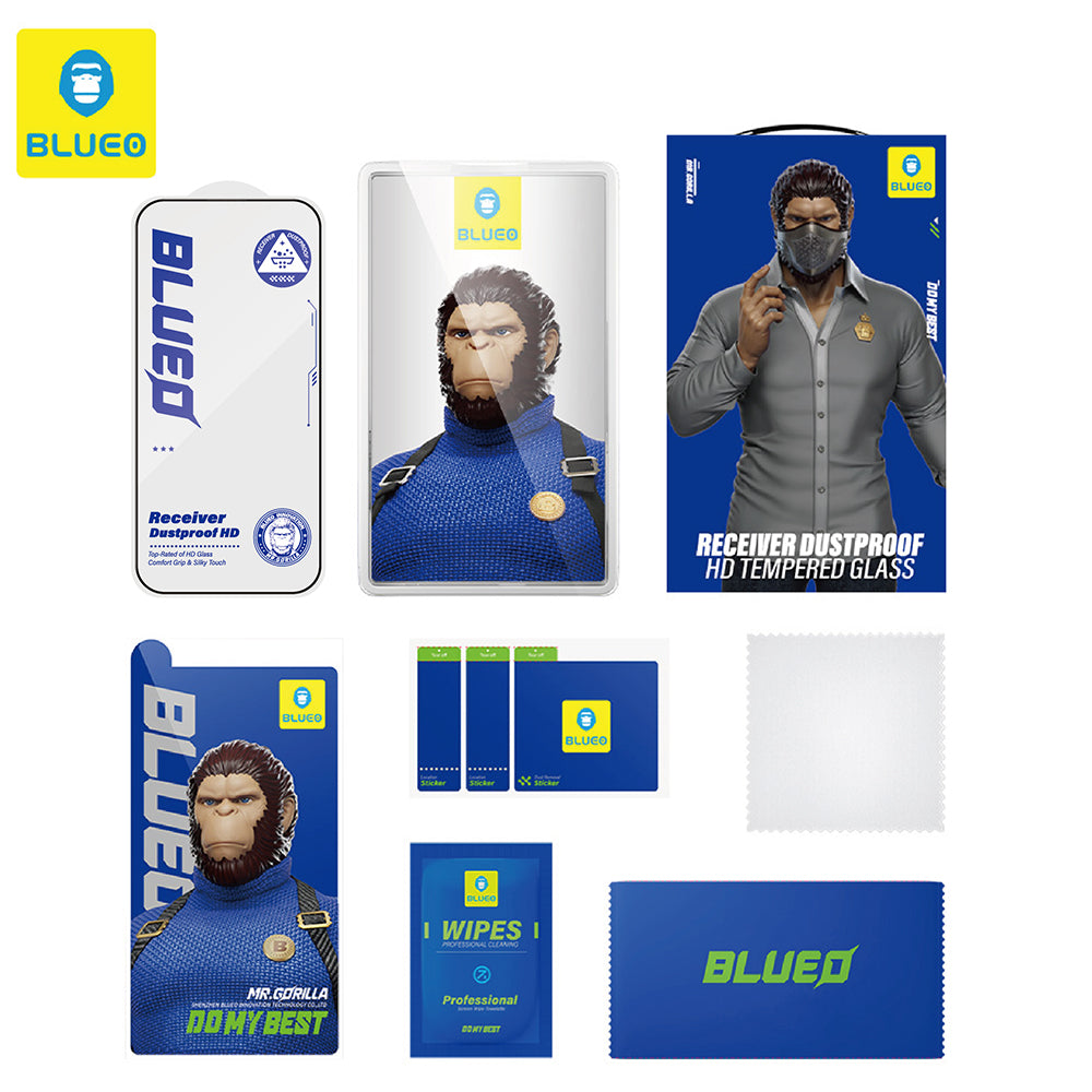 Ochranná fólie na displej Blueo Anti-Dust HD pro Apple iPhone 15 Pro, tvrzené sklo, plné lepidlo, černá