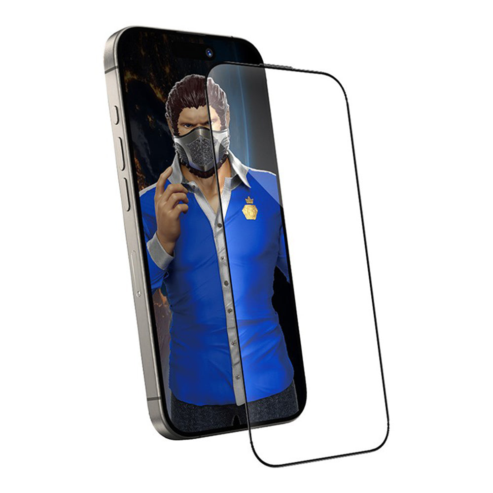 Blueo Anti-Dust HD Screen Protector Film for Apple iPhone 16 Plus / 15 Plus, Tempered Glass, Full Glue, Black