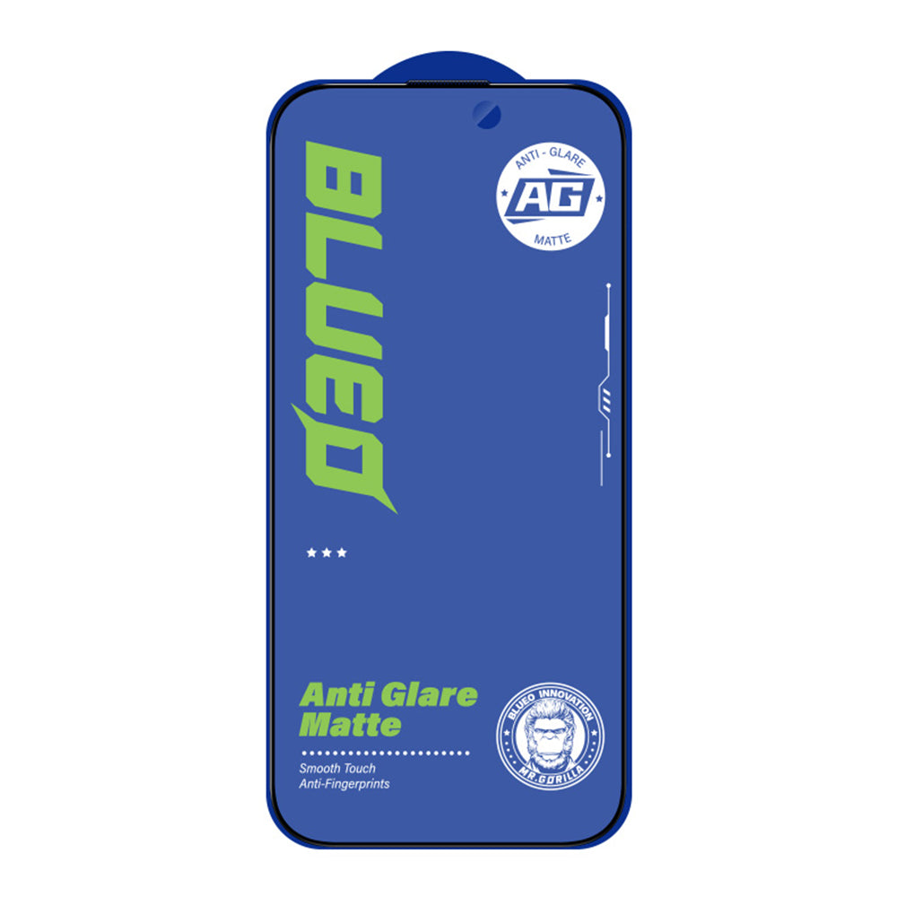 Blueo Anti-Glare Screen Protector Film for Apple iPhone 14 Plus / 13 Pro Max, Tempered Glass, Full Glue, Black