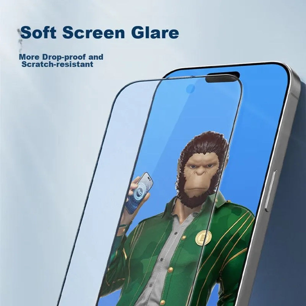Blueo Anti-Glare Screen Protector Film for Apple iPhone 14 Plus / 13 Pro Max, Tempered Glass, Full Glue, Black