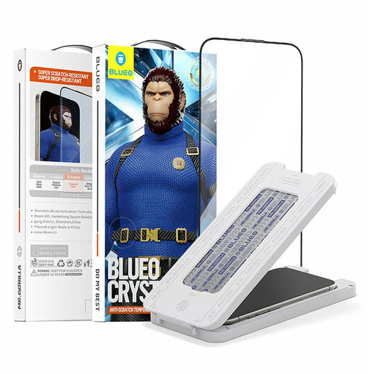 Ochranná fólie na displej Blueo Crystal Anti-Scratch Applicator pro Apple iPhone 17 Air, Tvrzené sklo, Full Glue, Černá