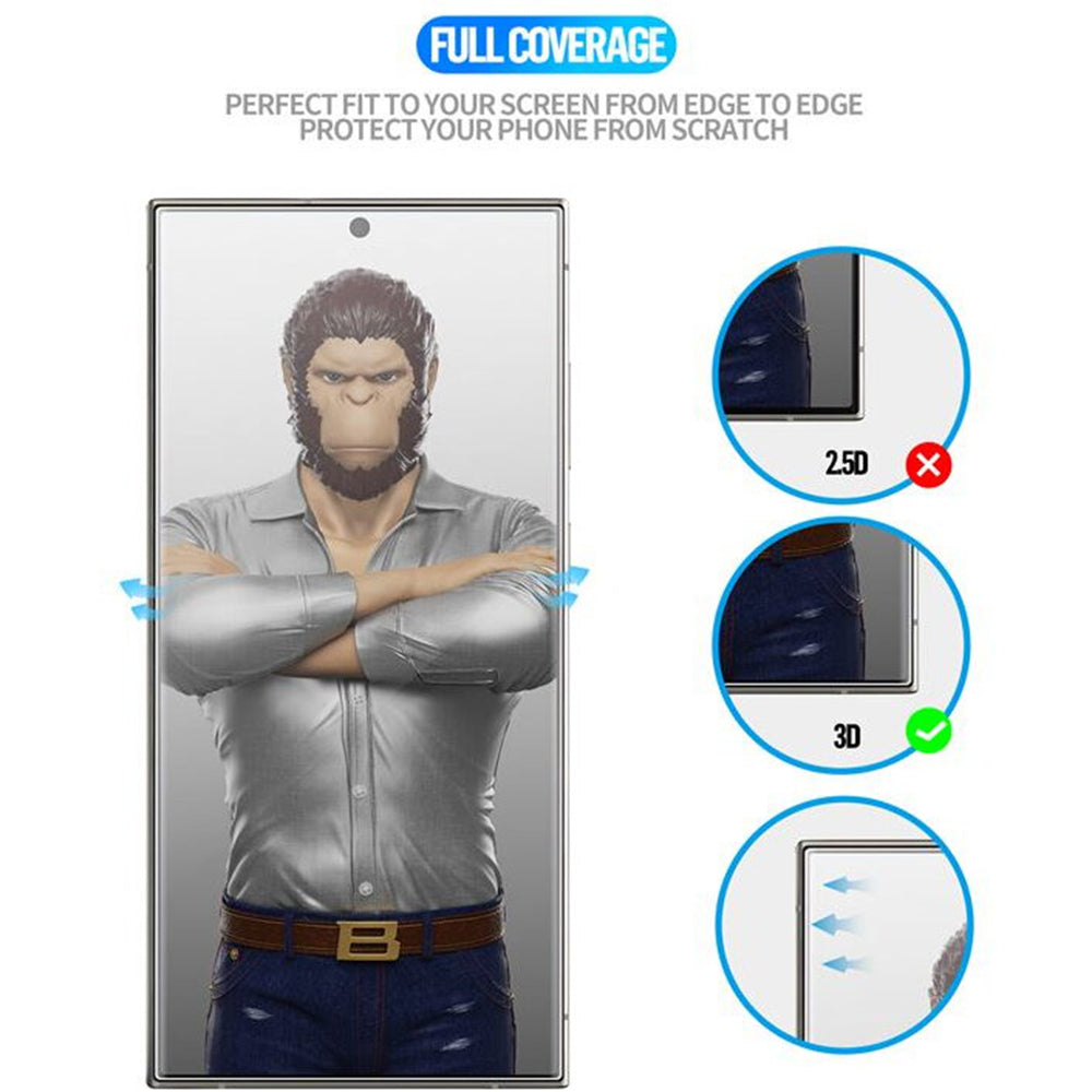 Ochranná fólie na displej Blueo HD Applicator Pro pro Apple iPhone 16 Pro, tvrzené sklo, plné lepidlo, 3D, černá
