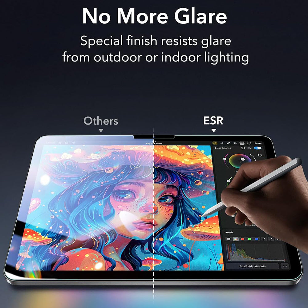 Ochranná fólie na displej ESR Armorite Paper Feel UltraFit pro Apple iPad (2025) / (2022), Tvrzené sklo, Full Glue, Sada 2 kusy