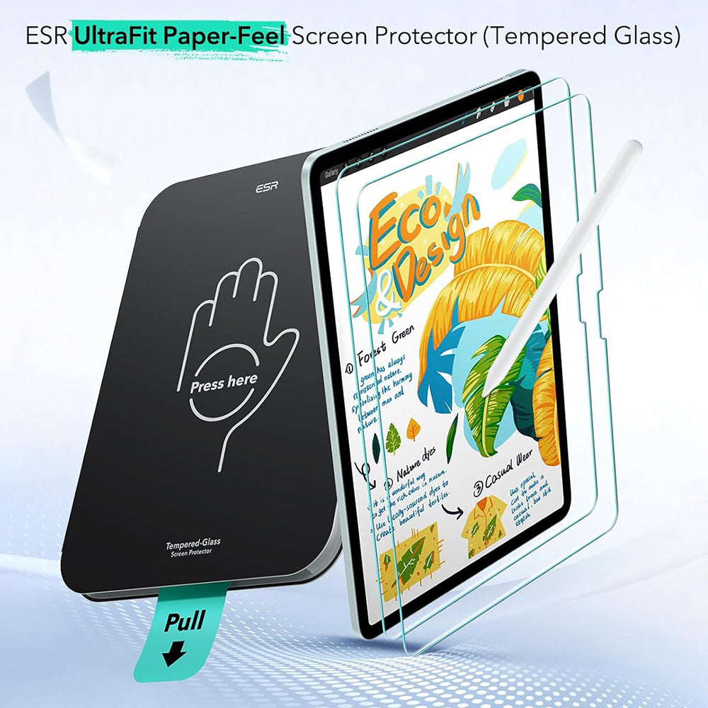Ochranná fólie ESR Paper Feel UltraFit pro Apple iPad (2025) / (2022), Plast, Sada 2 kusy