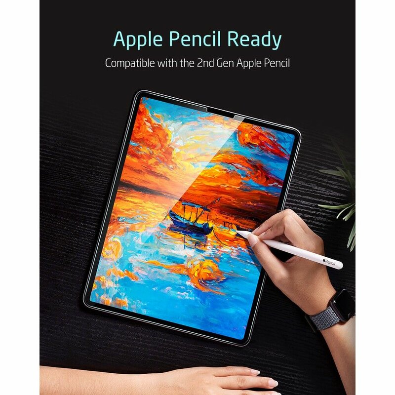 Ochranná fólie ESR pro Apple iPad Pro 12.9 (2022) / Pro 12.9 (2021) / Pro 12.9 (2020), Tvrzené sklo, Full Glue, Sada 2 kusy
