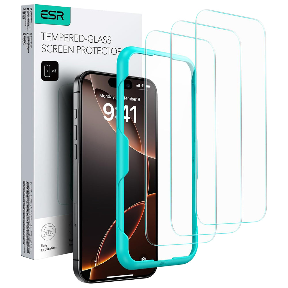 Ochranná fólie ESR na displej pro Apple iPhone 17 Pro Max, Tvrzené sklo, Full Glue, Sada 3 kusy