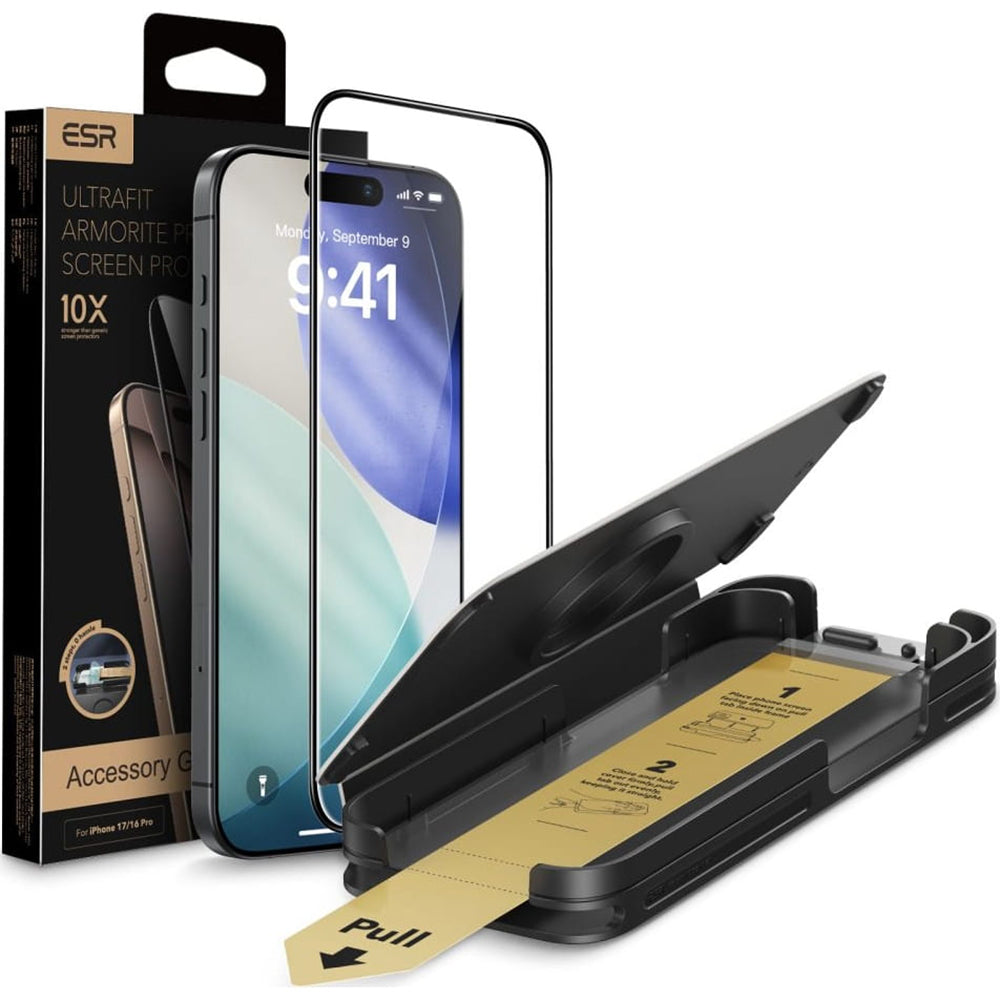 Ochranná fólie na displej ESR UltraFit Armorite Pro pro Apple iPhone 17 Pro, Tvrzené sklo, Full Glue, Černá