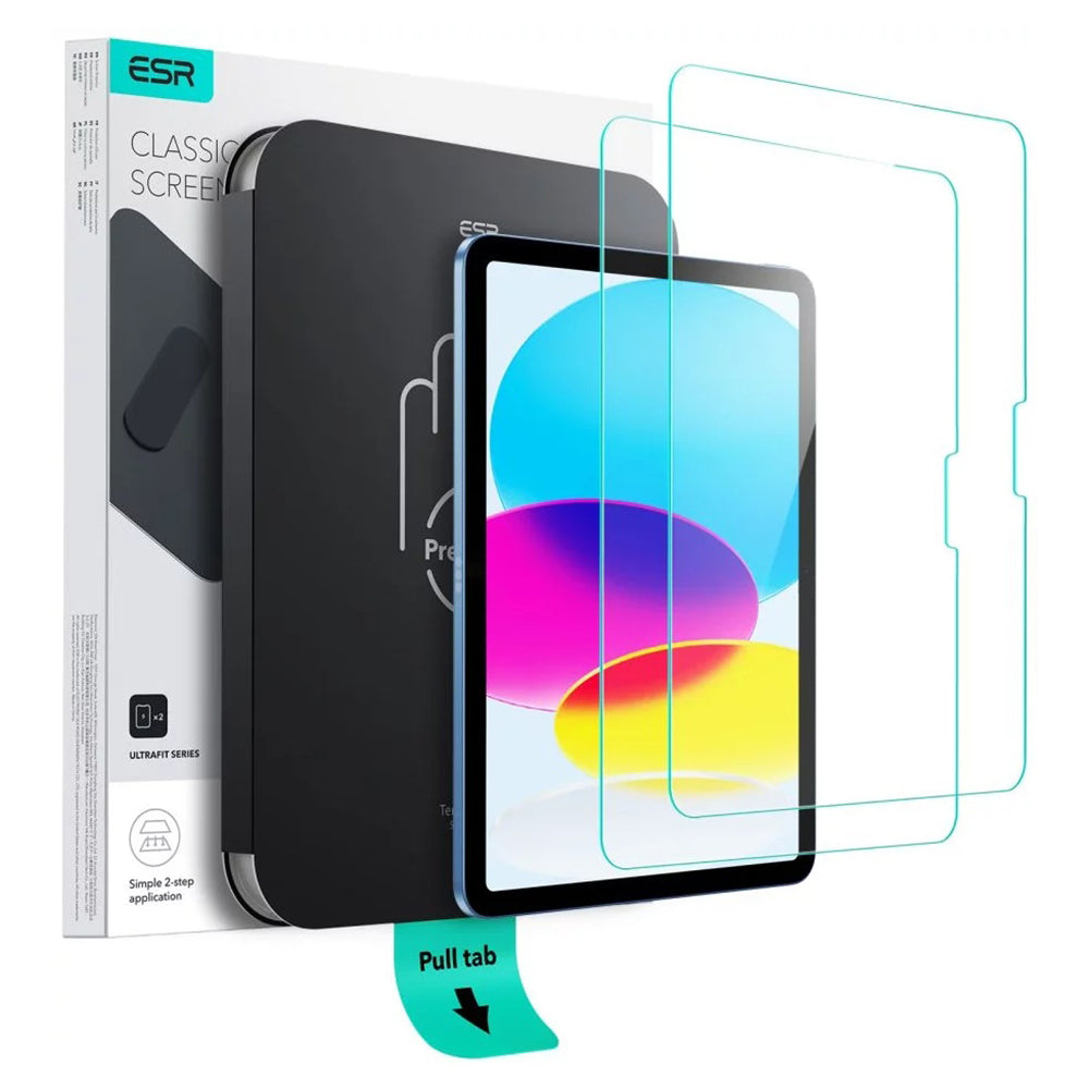 Ochranná fólie ESR UltraFit pro Apple iPad (2025) / (2022), Tvrzené sklo, Full Glue, Sada 2 kusy