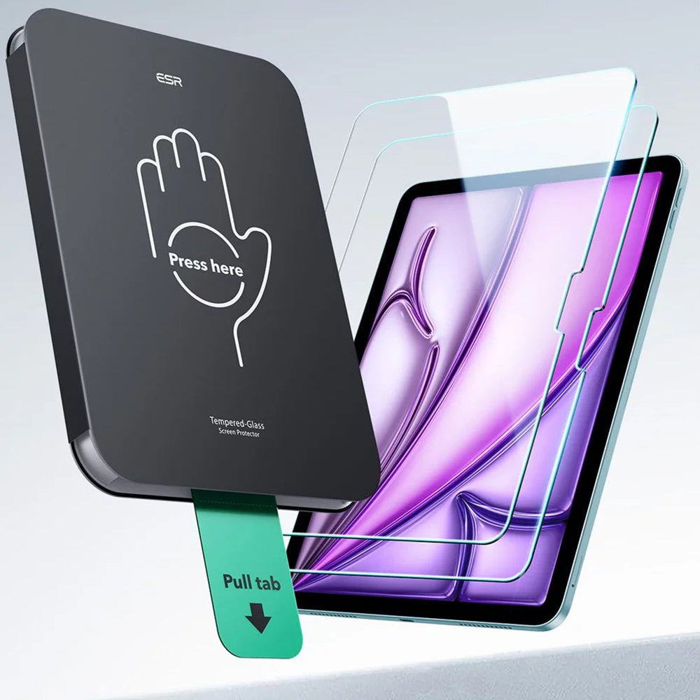 Ochranná fólie na displej ESR UltraFit pro Apple iPad Air 11 (2026) / Air 11 (2025), tvrzené sklo, plné lepidlo, sada 2 kusů