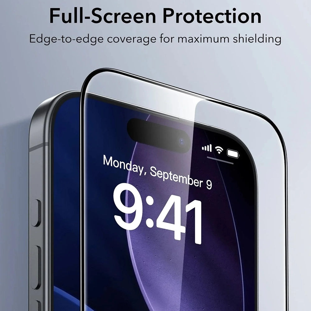 Ochranná fólie ESR UltraFit pro Apple iPhone 17 / 16 Pro, Tvrzené sklo, Full Glue, Sada 3 kusy
