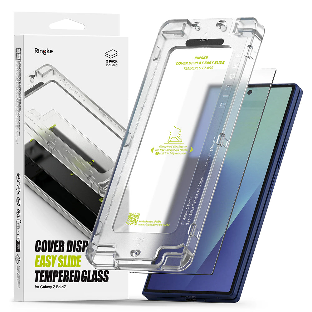 Ochranná fólie Ringke Easy Slide pro vnější displej Samsung Galaxy Z Fold7 F966, tvrzené sklo, plně lepená, sada 2 kusy