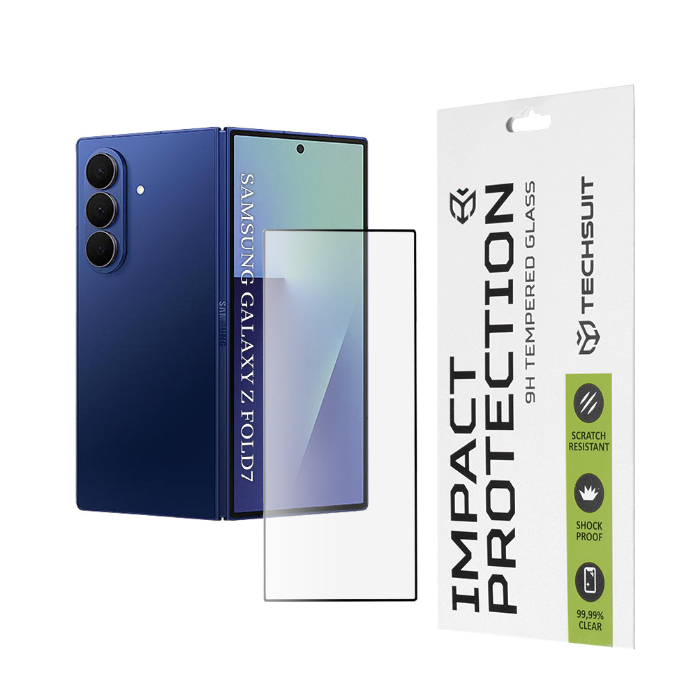Ochranná fólie na vnější displej Techsuit pro Samsung Galaxy Z Fold7 F966, tvrzené sklo, plné lepidlo, 111D, černá
