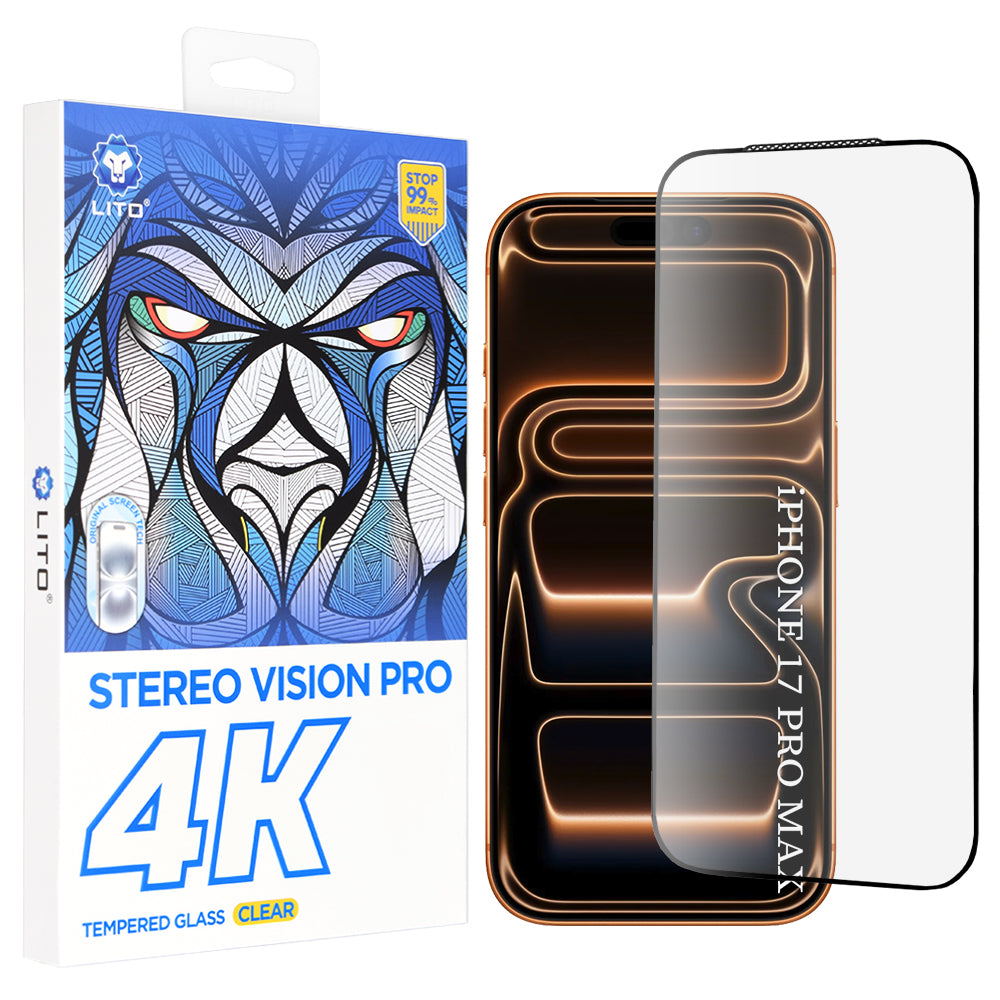 Ochranná fólie Lito D+ Max 4K pro Apple iPhone 17 Pro Max, Tvrzené sklo, Full Glue, Černá