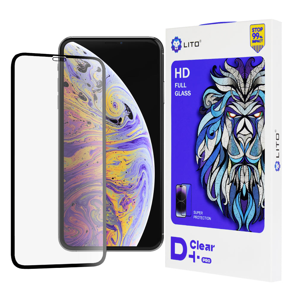 Ochranná fólie na displej Lito D+ Pro pro Apple iPhone 11 Pro Max / XS Max, tvrzené sklo, plné lepidlo, černá