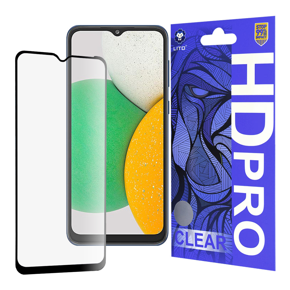 Ochranná fólie na displej Lito HD Pro Clear pro Samsung Galaxy A03 Core A032, tvrzené sklo, plné lepidlo, černá