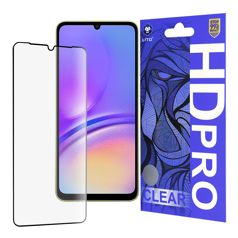 Ochranná fólie na displej Lito HD Pro Clear pro Samsung Galaxy A05 A055, tvrzené sklo, plné lepidlo, černá