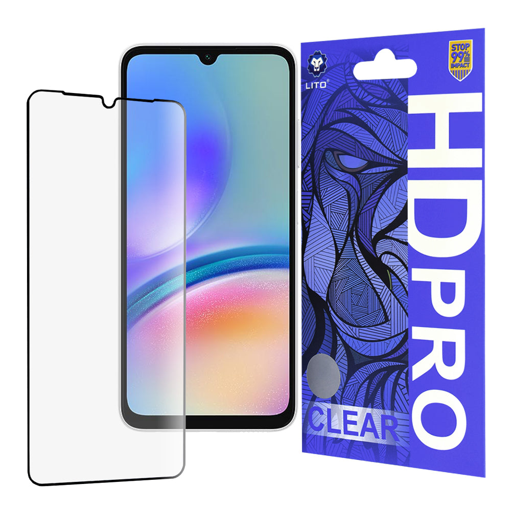 Ochranná fólie na displej Lito HD Pro Clear pro Samsung Galaxy A05s A057, tvrzené sklo, plné lepidlo, černá