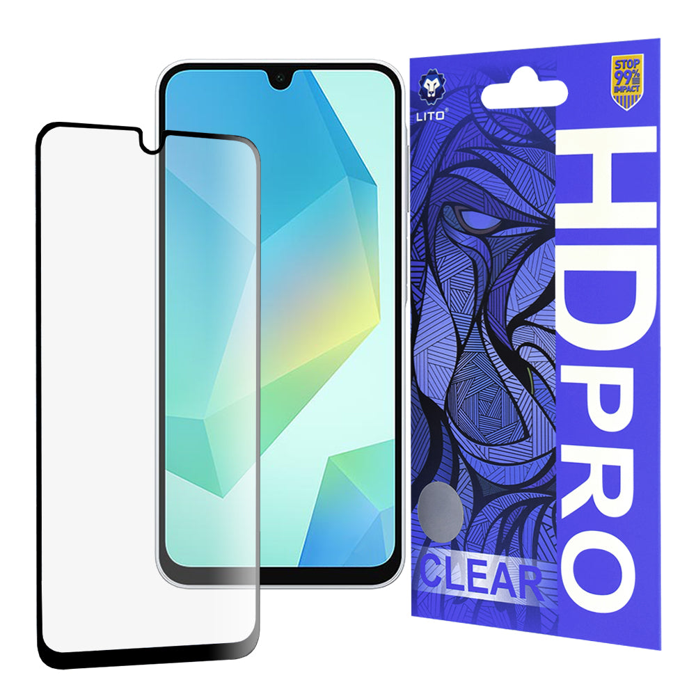 Ochranná fólie na displej Lito HD Pro Clear pro Samsung Galaxy A16 5G A166 / A16 4G A165, tvrzené sklo, plné lepidlo, černá