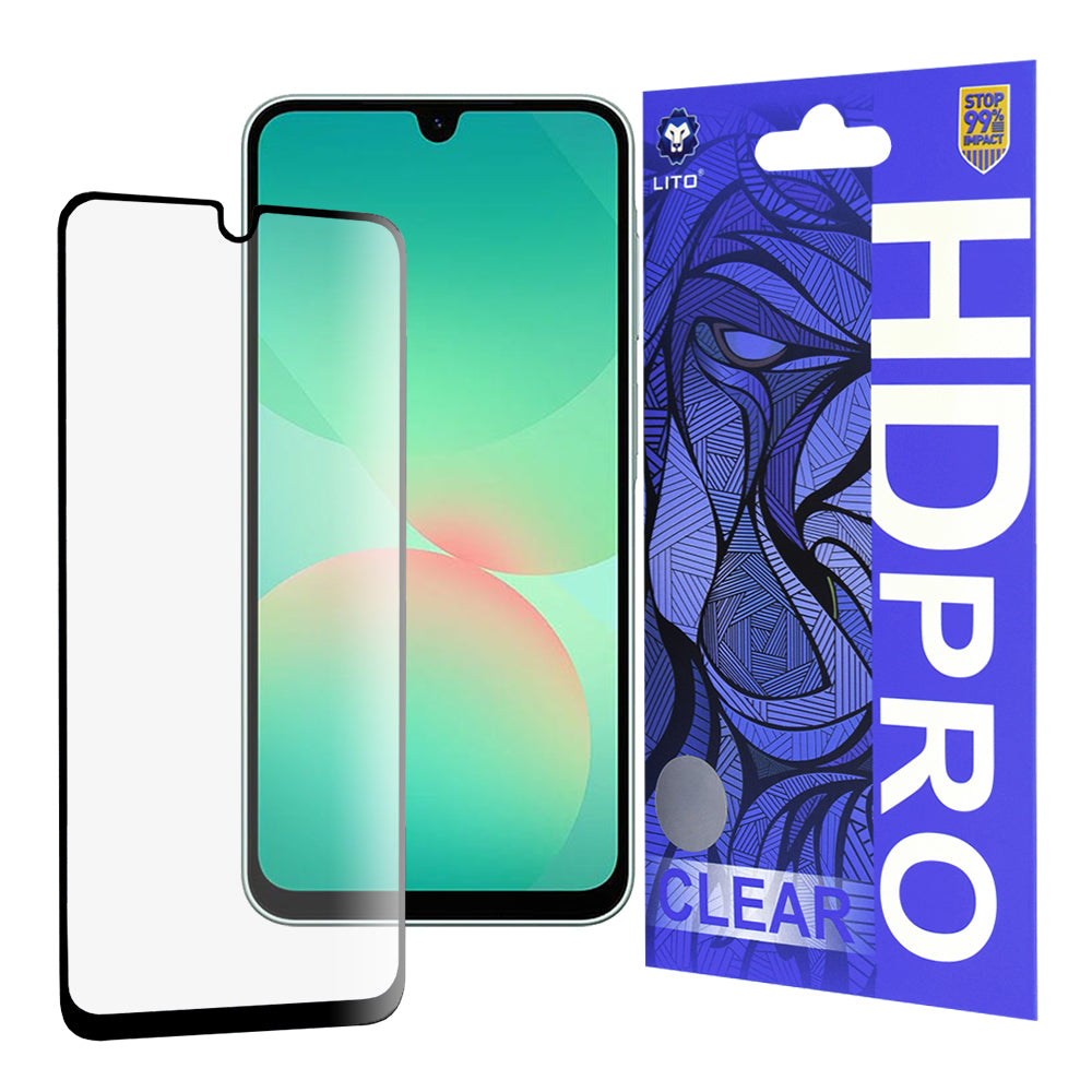 Ochranná fólie na displej Lito HD Pro Clear pro Samsung Galaxy A26 A266, tvrzené sklo, plné lepidlo, černá