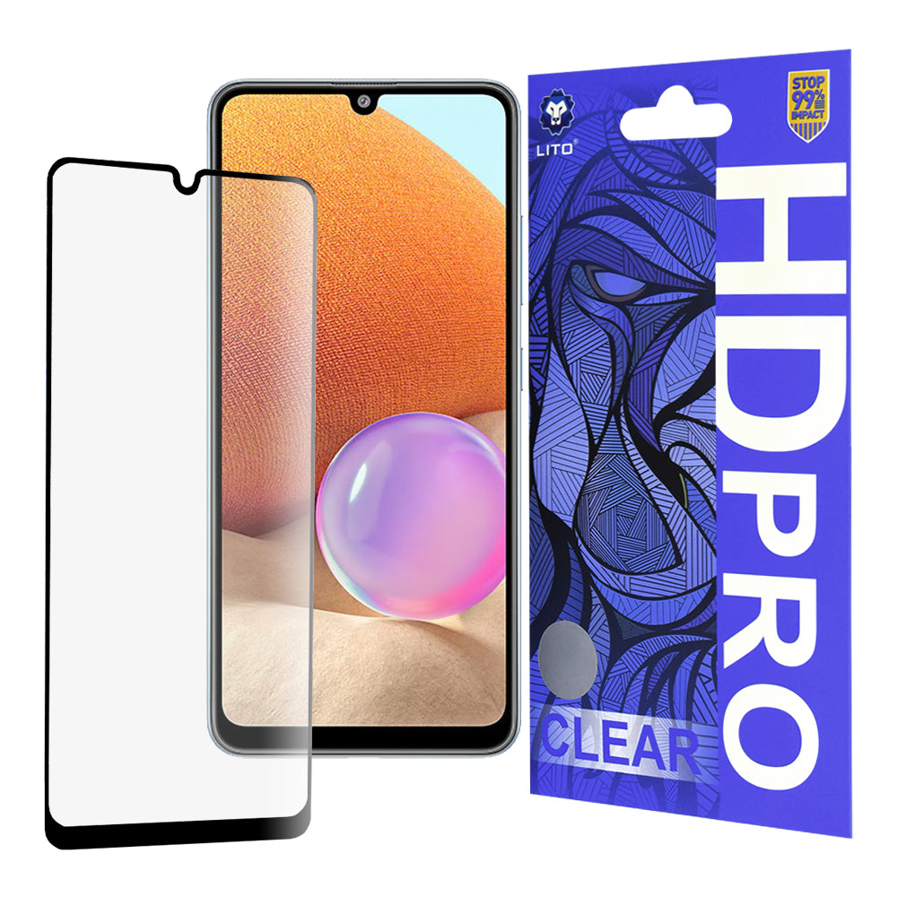 Ochranná fólie na displej Lito HD Pro Clear pro Samsung Galaxy A32 A325, tvrzené sklo, plné lepidlo, černá