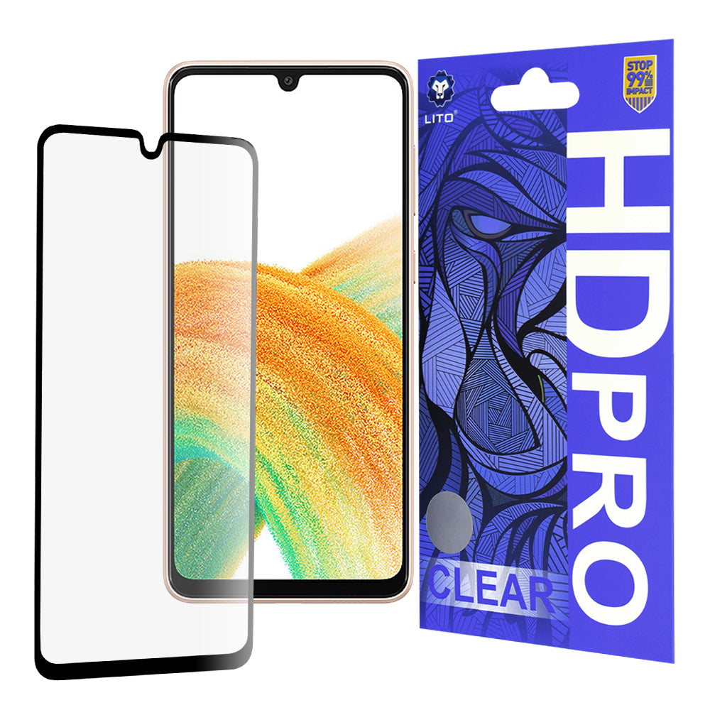 Ochranná fólie na displej Lito HD Pro Clear pro Samsung Galaxy A33 5G A336, tvrzené sklo, plné lepidlo, černá
