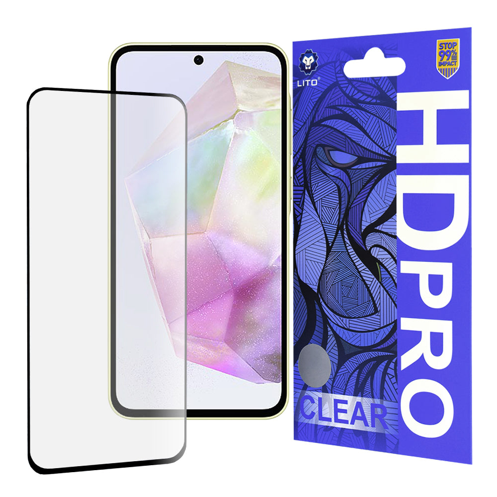 Ochranná fólie na displej Lito HD Pro Clear pro Samsung Galaxy A35 5G A356, tvrzené sklo, plné lepidlo, černá