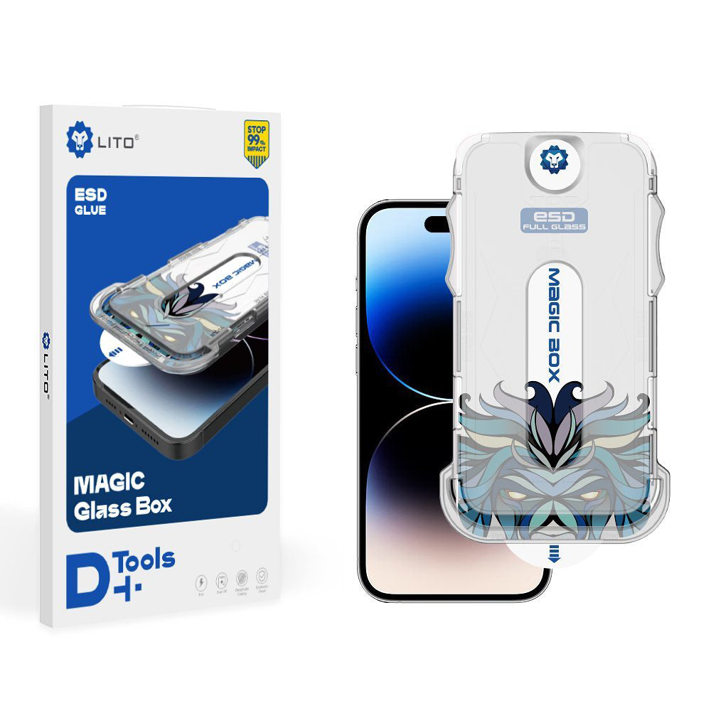 Ochranná fólie na displej Lito Magic Glass Box D+ Tools pro Apple iPhone 16, tvrzené sklo, plné lepidlo