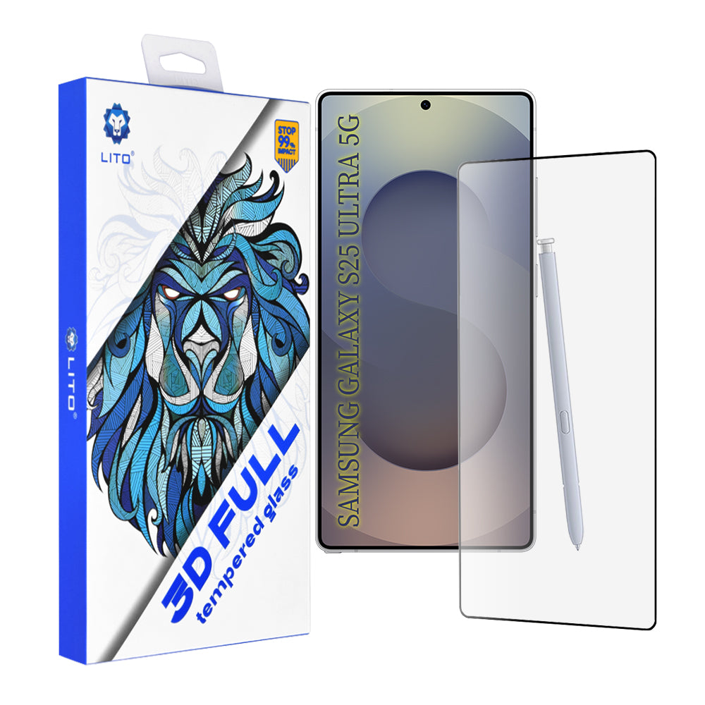 Ochranná fólie na displej Lito pro Samsung Galaxy S25 Ultra S938, tvrzené sklo, plné lepidlo, 3D, černá