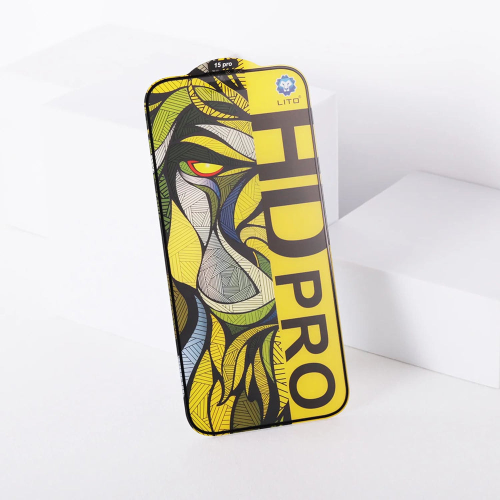 Matná ochranná fólie na displej Lito HD Pro pro Apple iPhone 16 Pro Max, tvrzené sklo, plné lepidlo, černá