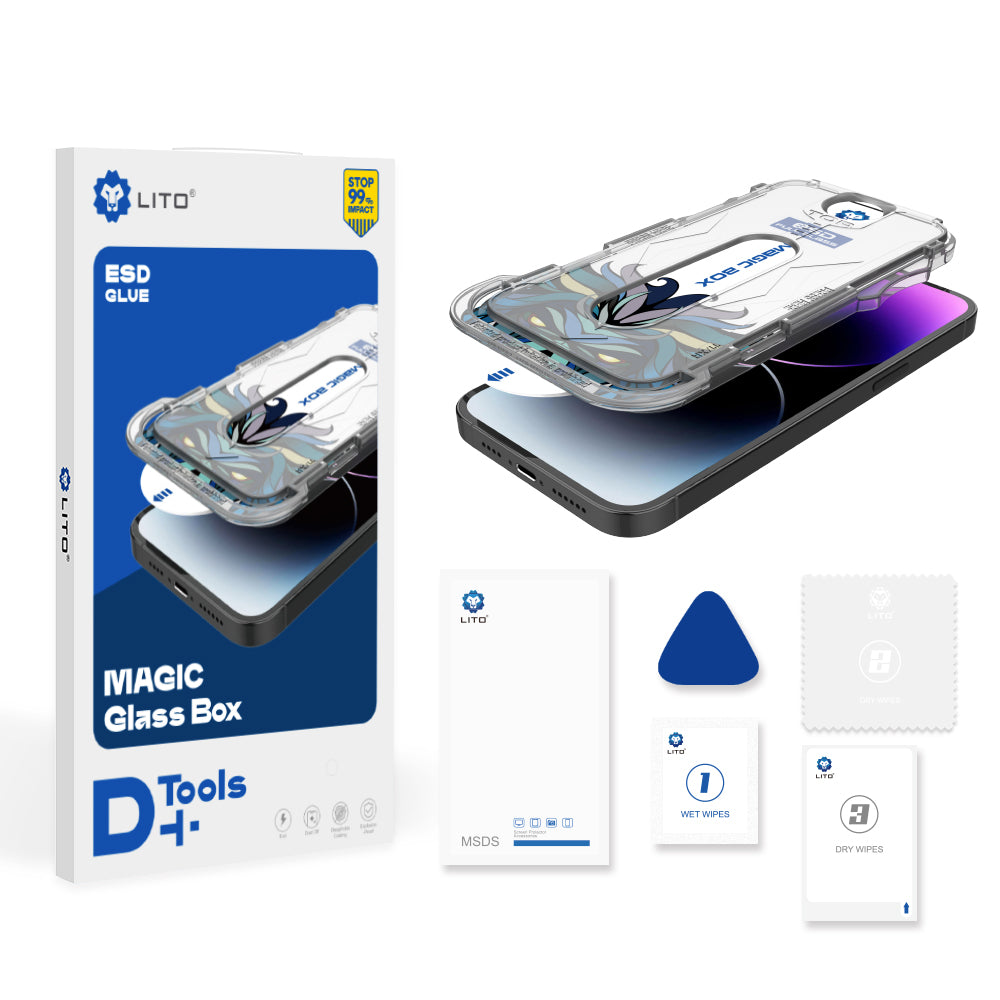 Matná ochranná fólie na displej Lito Magic Glass Box D+ Tools pro Apple iPhone 16 Pro, tvrzené sklo, plné lepidlo
