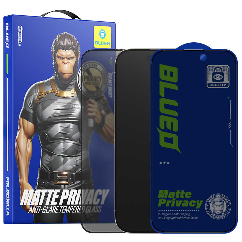 Ochranná fólie na displej Matte Privacy Blueo Anti-Peep pro Apple iPhone 15 Pro Max, tvrzené sklo, plné lepidlo