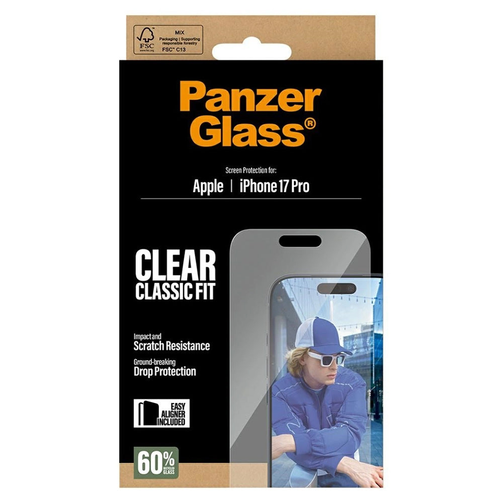 Ochranná fólie na displej PanzerGlass Classic Fit EasyAligner pro Apple iPhone 17 Pro, Tvrzené sklo, Full Glue