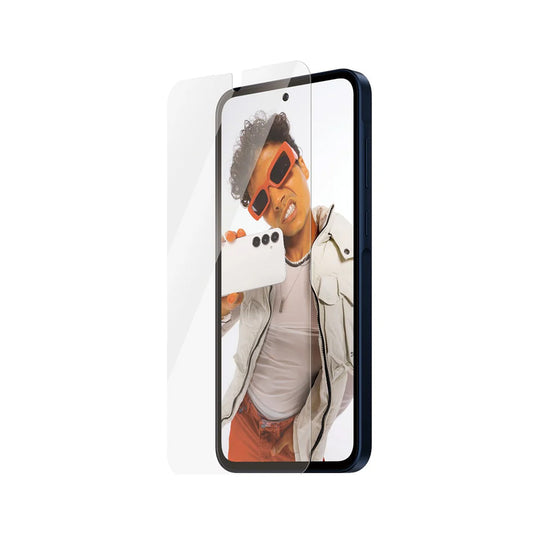 Ochranná fólie na displej PanzerGlass Safe. Ultra-Wide Fit EasyAligner pro Samsung Galaxy A36 A366, Tvrzené sklo, Full Glue.