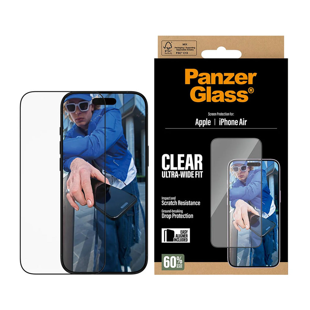 Ochranná fólie na displej PanzerGlass Ultra-Wide Fit EasyAligner pro Apple iPhone 17 Air, Tvrzené sklo, Full Glue, Černá