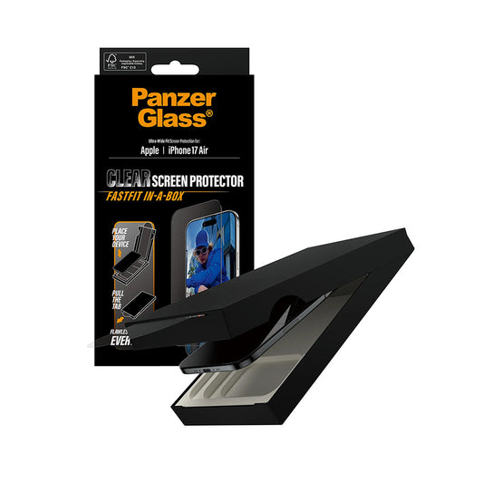 Ochranná fólie na displej PanzerGlass Ultra-Wide Fit Fastfit pro Apple iPhone 17 Air, Tvrzené sklo, Full Glue, Černá