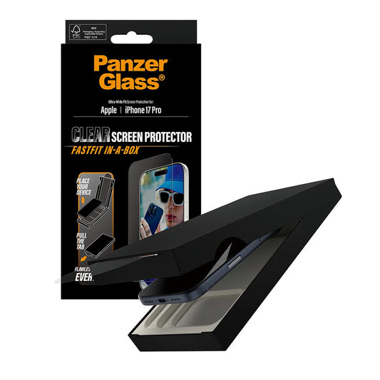 Ochranná fólie na displej PanzerGlass Ultra-Wide Fit Fastfit pro Apple iPhone 17 Pro, Tvrzené sklo, Full Glue, Černá