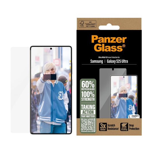 Ochranná fólie na displej PanzerGlass Ultra-Wide Fit pro Samsung Galaxy S25 Ultra S938, Tvrzené sklo, Full Glue