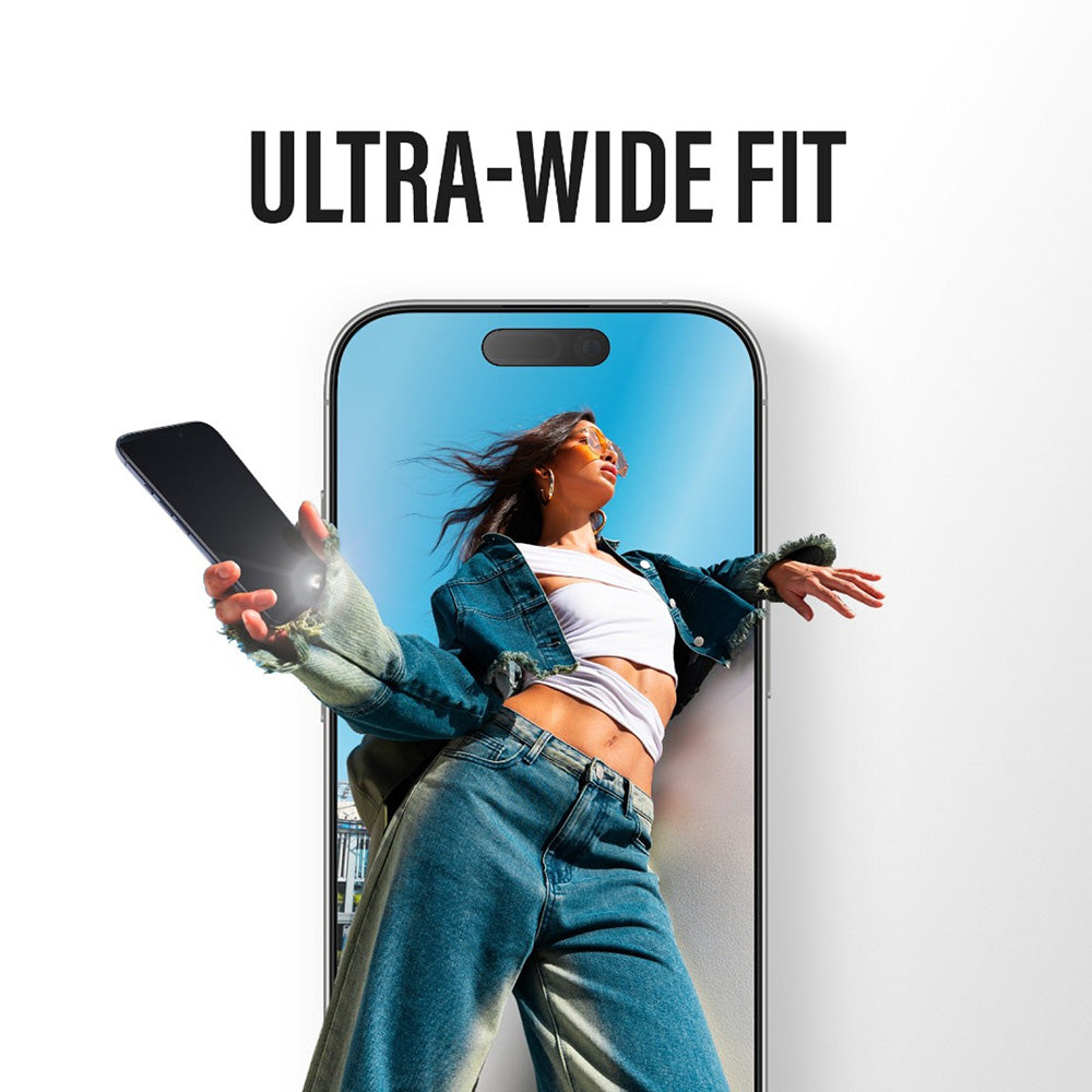 Ochranná fólie na displej PanzerGlass Ultra-Wide Fit Stealth Fastfit pro Apple iPhone 17 Pro, Tvrzené sklo, Full Glue, Černá