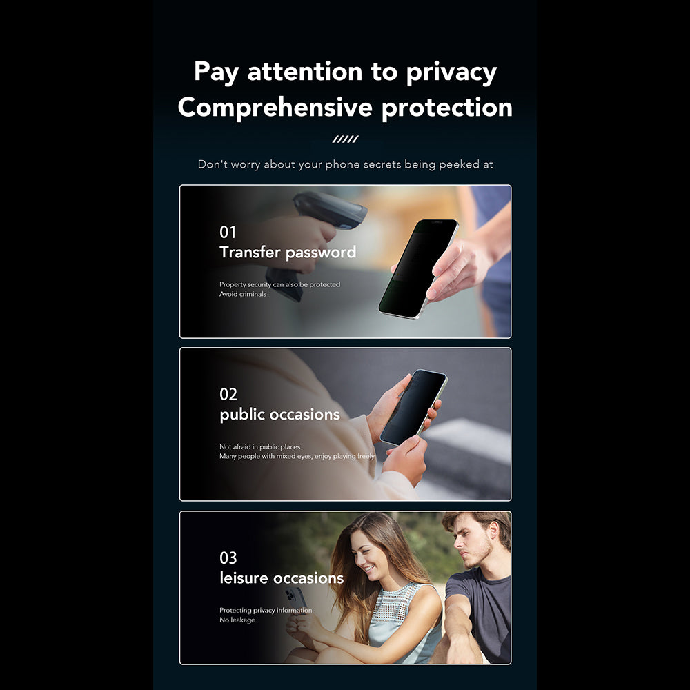 Ochranná fólie na displej Privacy Anank 1X Reinforced 360 pro Apple iPhone 17e / 16e / 14 / 13 Pro, bezpečnostní sklo, plné lepidlo, 2.5D