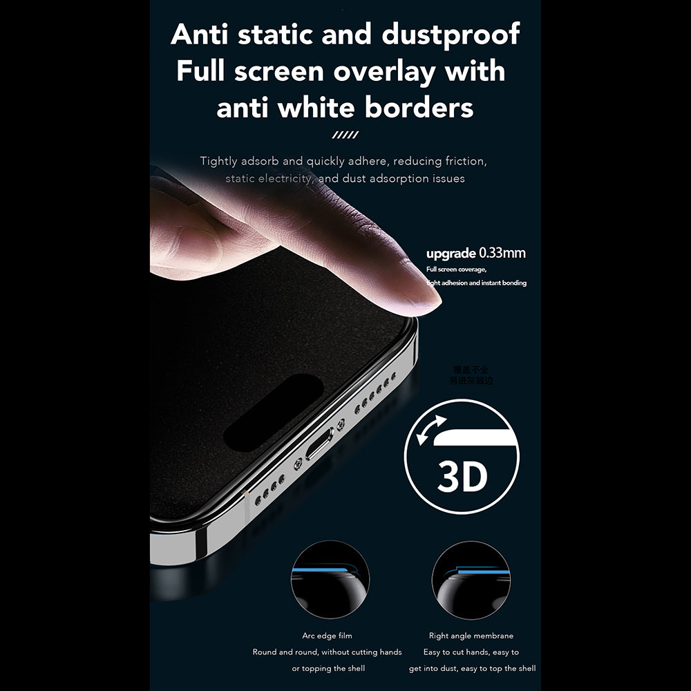 Ochranná fólie na displej Privacy Anank 1X Reinforced 360 pro Apple iPhone 17e / 16e / 14 / 13 Pro, bezpečnostní sklo, plné lepidlo, 2.5D