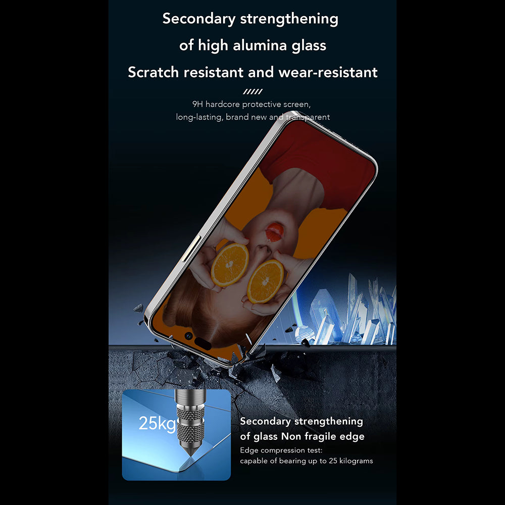 Ochranná fólie na displej Privacy Anank 2X Reinforced pro Apple iPhone 15 Pro, bezpečnostní sklo, plné lepidlo, 2.5D
