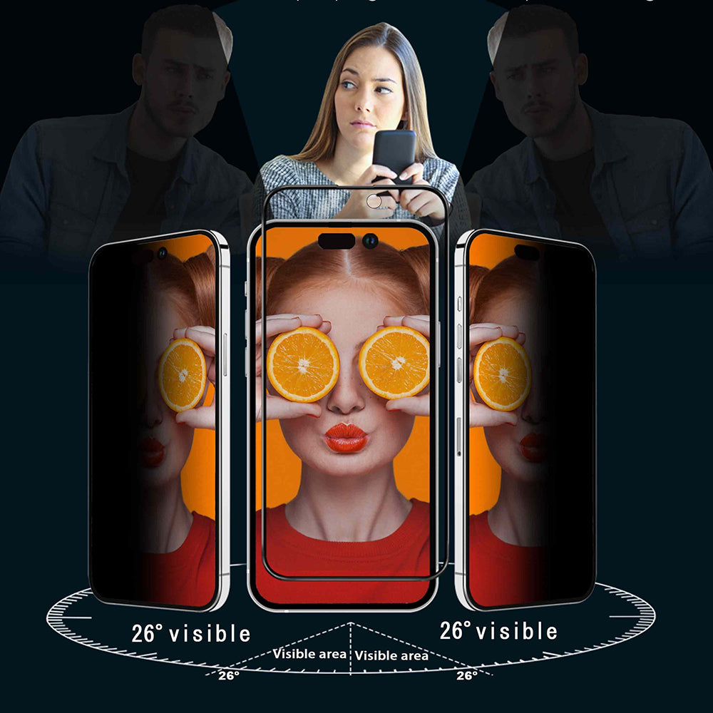 Ochranná fólie na displej Privacy Anank 3X Reinforced pro Apple iPhone 15 Pro Max, tvrzené sklo, plné lepidlo, 2.5D