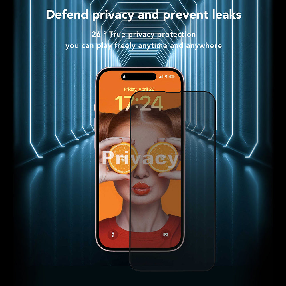 Ochranná fólie na displej Privacy Anank 3X Reinforced pro Apple iPhone 17e / 16e / 14 / 13 Pro, tvrzené sklo, plné lepidlo, 2.5D