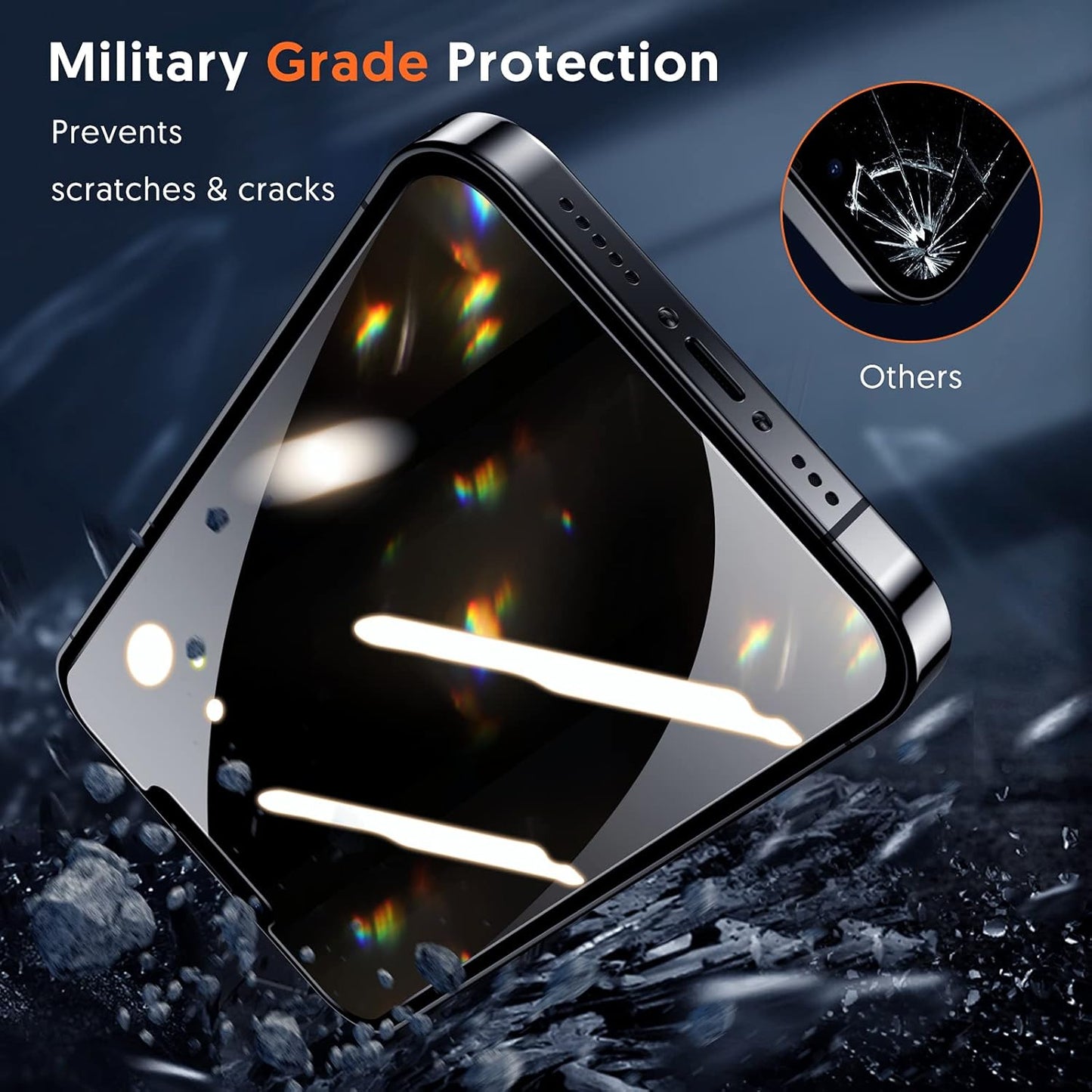 Ochranná fólie na displej Privacy Blueo Anti-Peep pro Apple iPhone 12 Pro Max, Tvrzené sklo, Full Glue